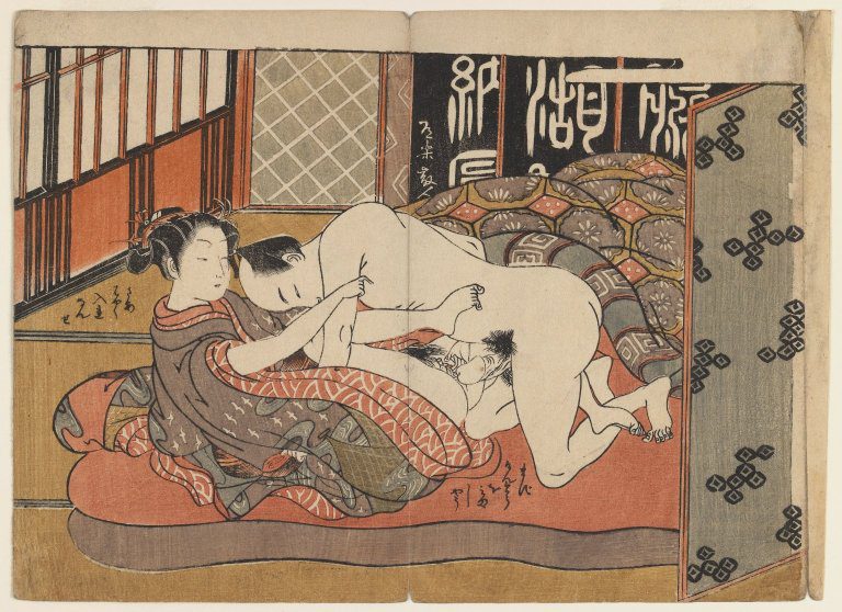 Amorous Couple período Edo Museo de Brooklyn. Imágenes shunga y emaki 