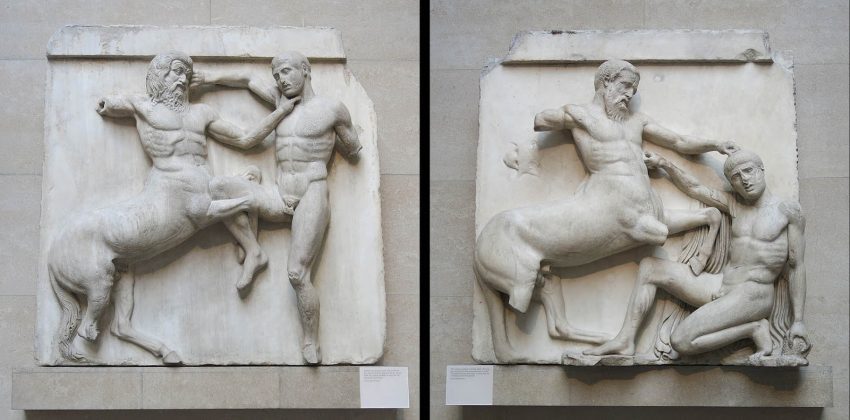 Metopas del Partenón monstruos de la mitología griega gigantomaquia Centauromaquia Amazonomaquia Guerra de Troya