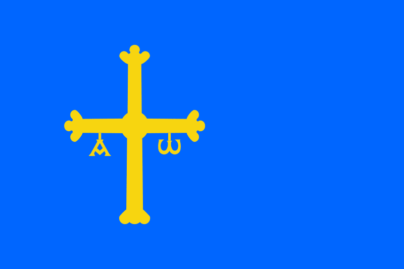 Bandera de Asturias con la Cruz de la Victoria