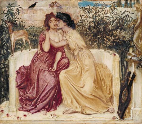 Safo y Erina en un jardín en Mitilene (1864) Simeon Solomon