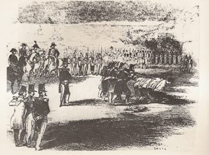 Fusilamiento en posición indigna de Boné y sus compañeros sublevados 1844