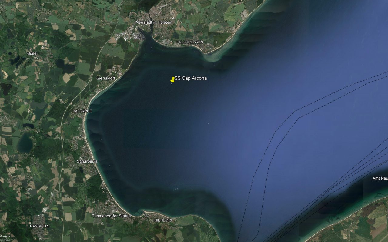Localización del naufragio SS Cap Arcona