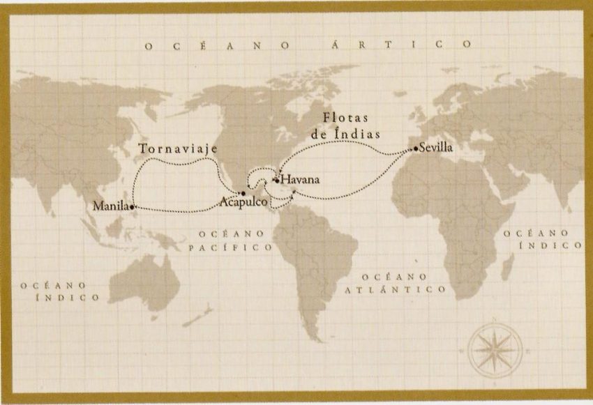 mapa ruta Urdaneta y Arellano para El Galeón de Manila