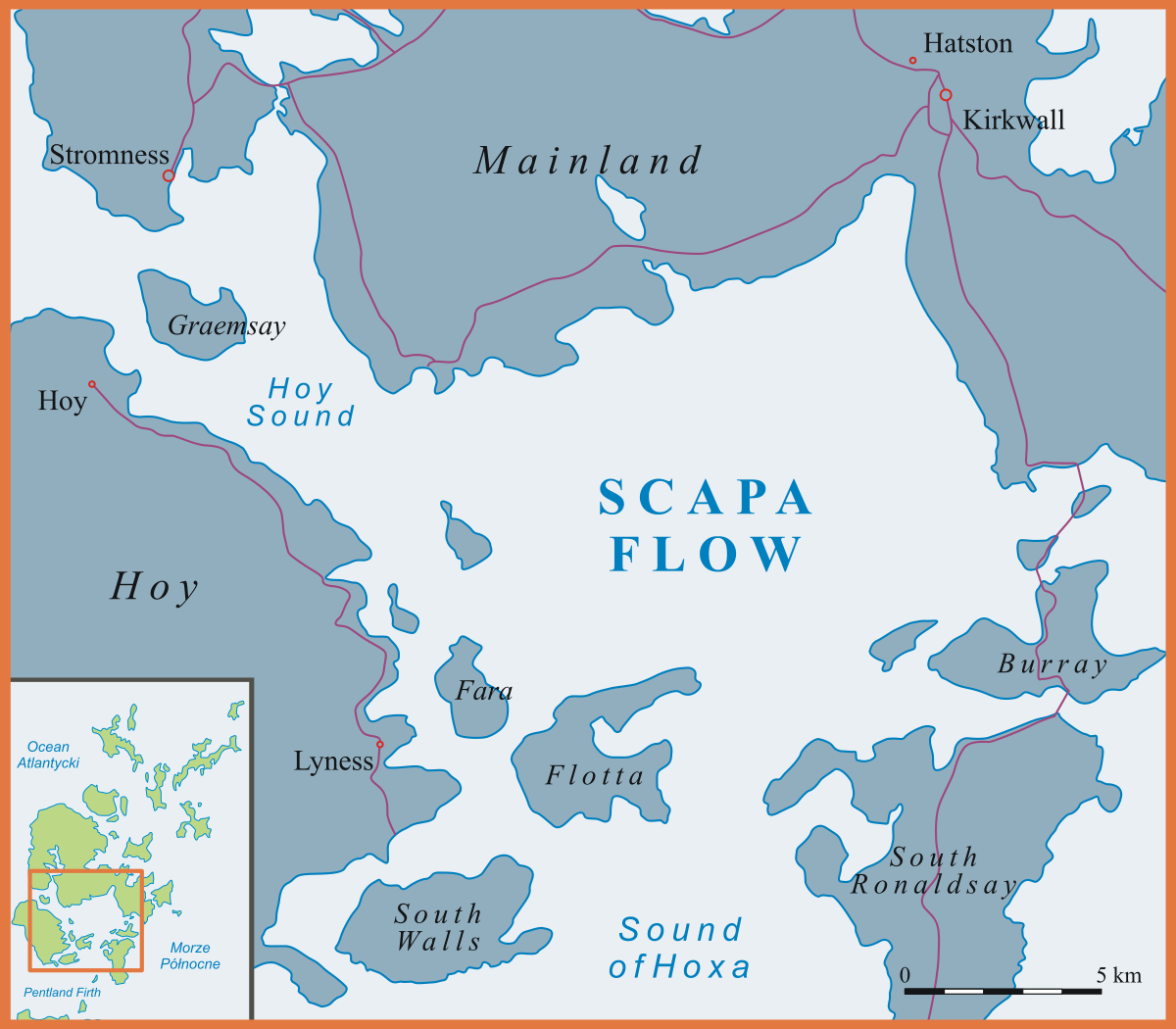 Mapa de la Bahía Scapa Flow