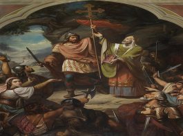 El rey Don Pelayo en Covadonga